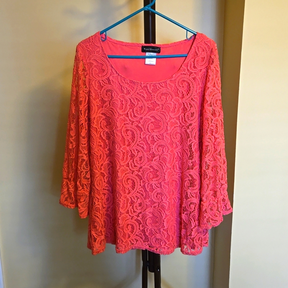 Ladies L/S Blouse. Beautiful Deep Pink Color.  Sz XL